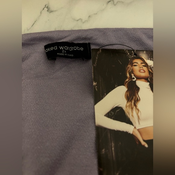 NAKED WARDROBE Get in Line Sleeveless BodyCon Mini Dress Purple Women’s 2X - Picture 7 of 8